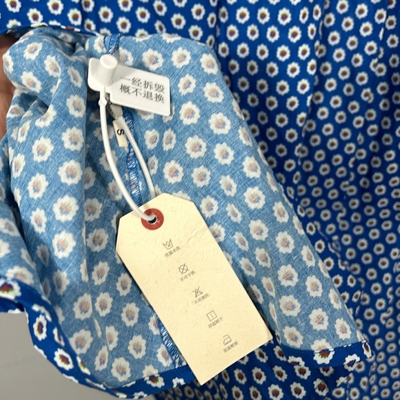 Japanese Fit and Flare Blue Floral A- line Midi Sleeveless Dress size S - Picture 14 of 17